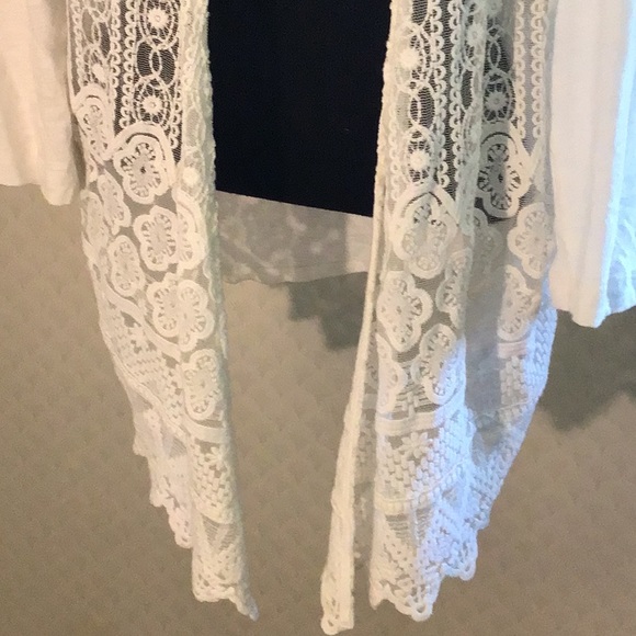 Chico’s zenergy Lovely beautiful lace cover-up sweater hundred percent cotton - Picture 2 of 6